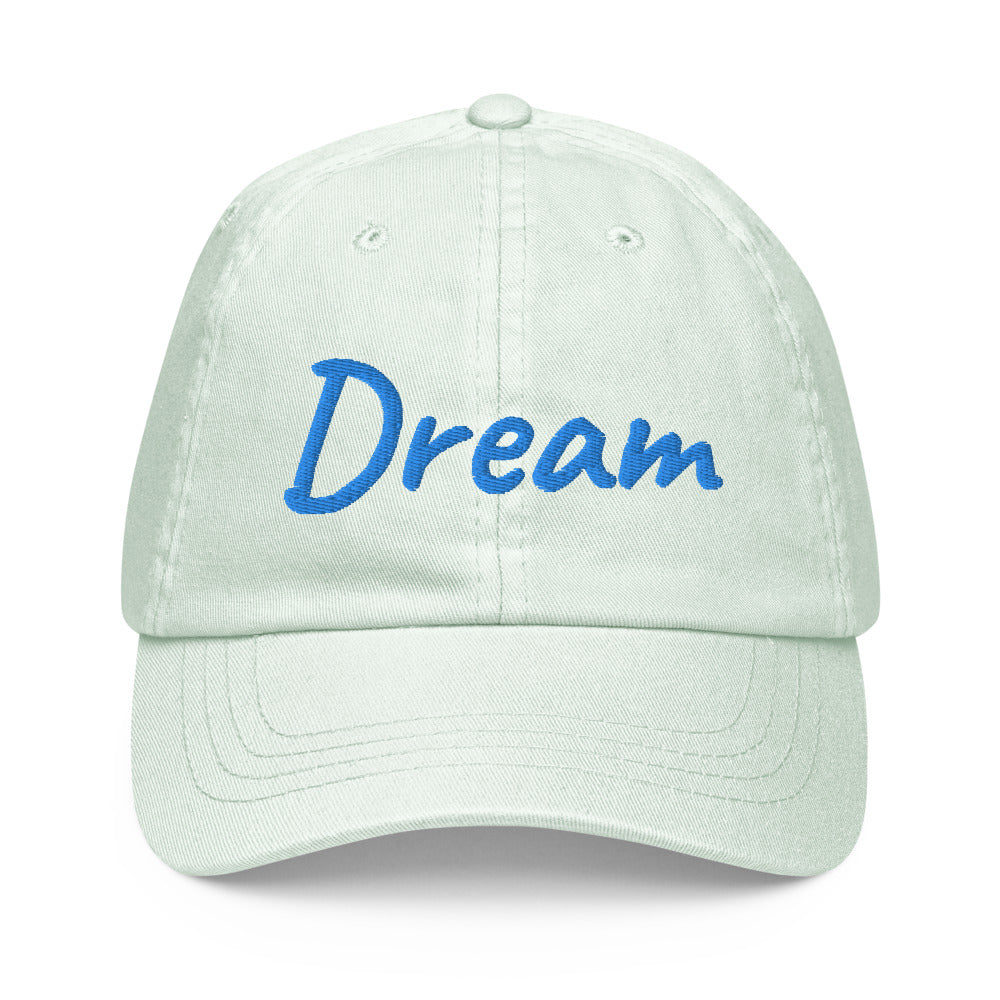 Dream In Sapphire Embroidery on Pastel Baseball Cap