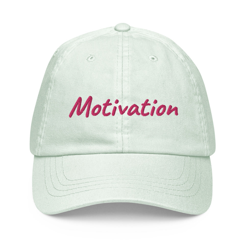 Motivation In Star Rose Quartz Embroidery on Pastel Baseball Cap