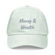 Money & Wealth In Silver Embroidery on Pastel Baseball Cap