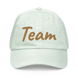 Team In Celluloid Embroidery on Pastel Baseball Cap