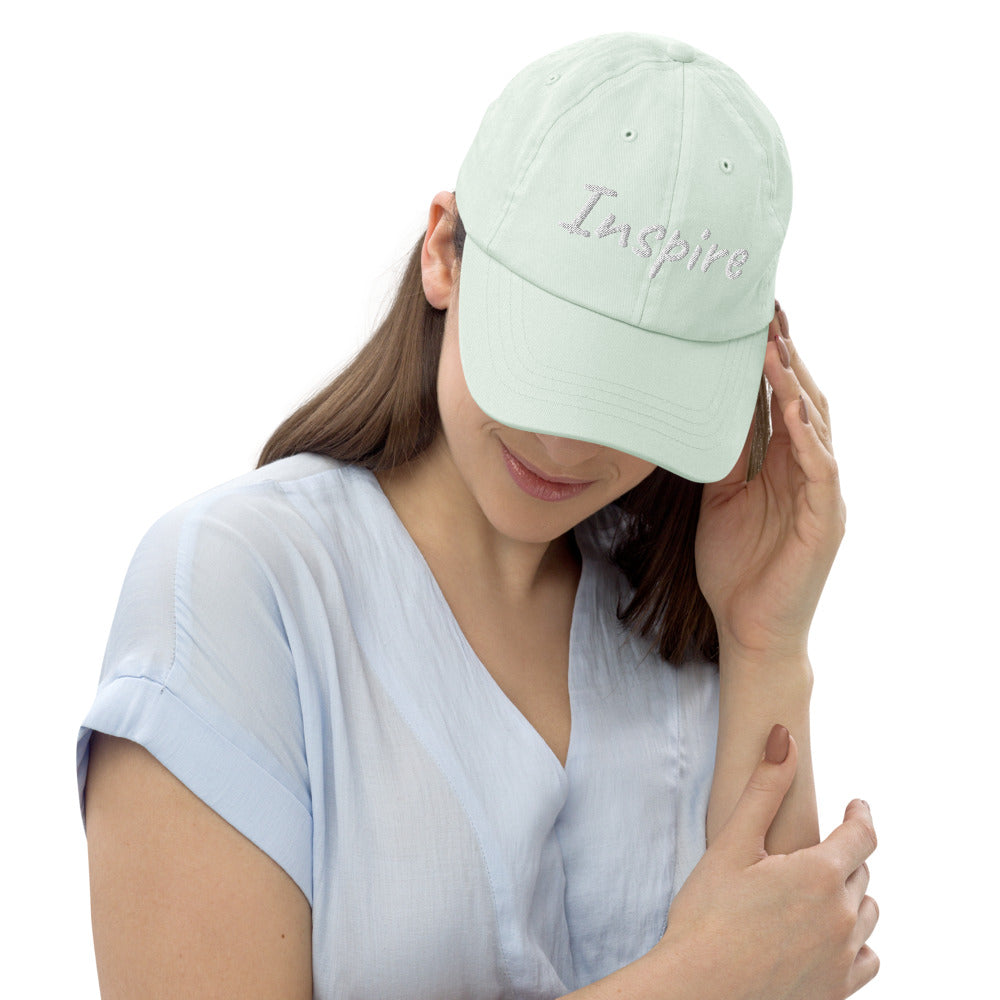 Inspire In Diamond Embroidery on Pastel Baseball Cap