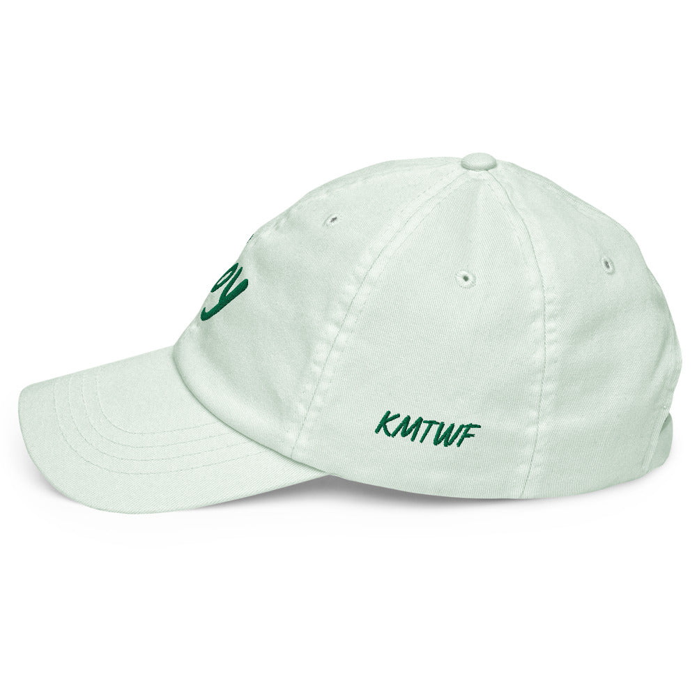 Joy In Emerald Embroidery on Pastel Baseball Cap