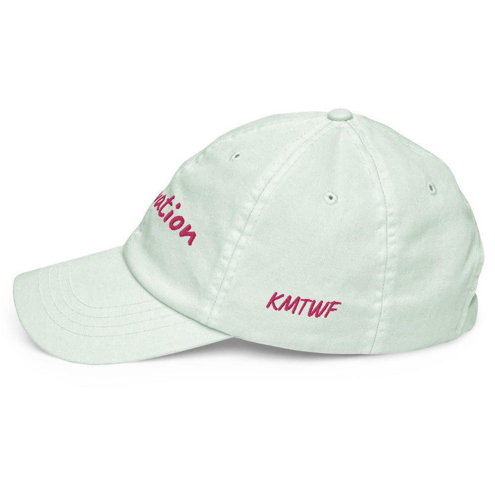 Motivation In Star Rose Quartz Embroidery on Pastel Baseball Cap