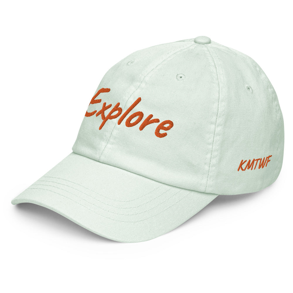 Explore In Amber Embroidery on Pastel Baseball Cap