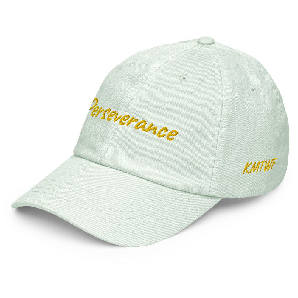 Perseverance In Gold Embroidery on Pastel Baseball Cap