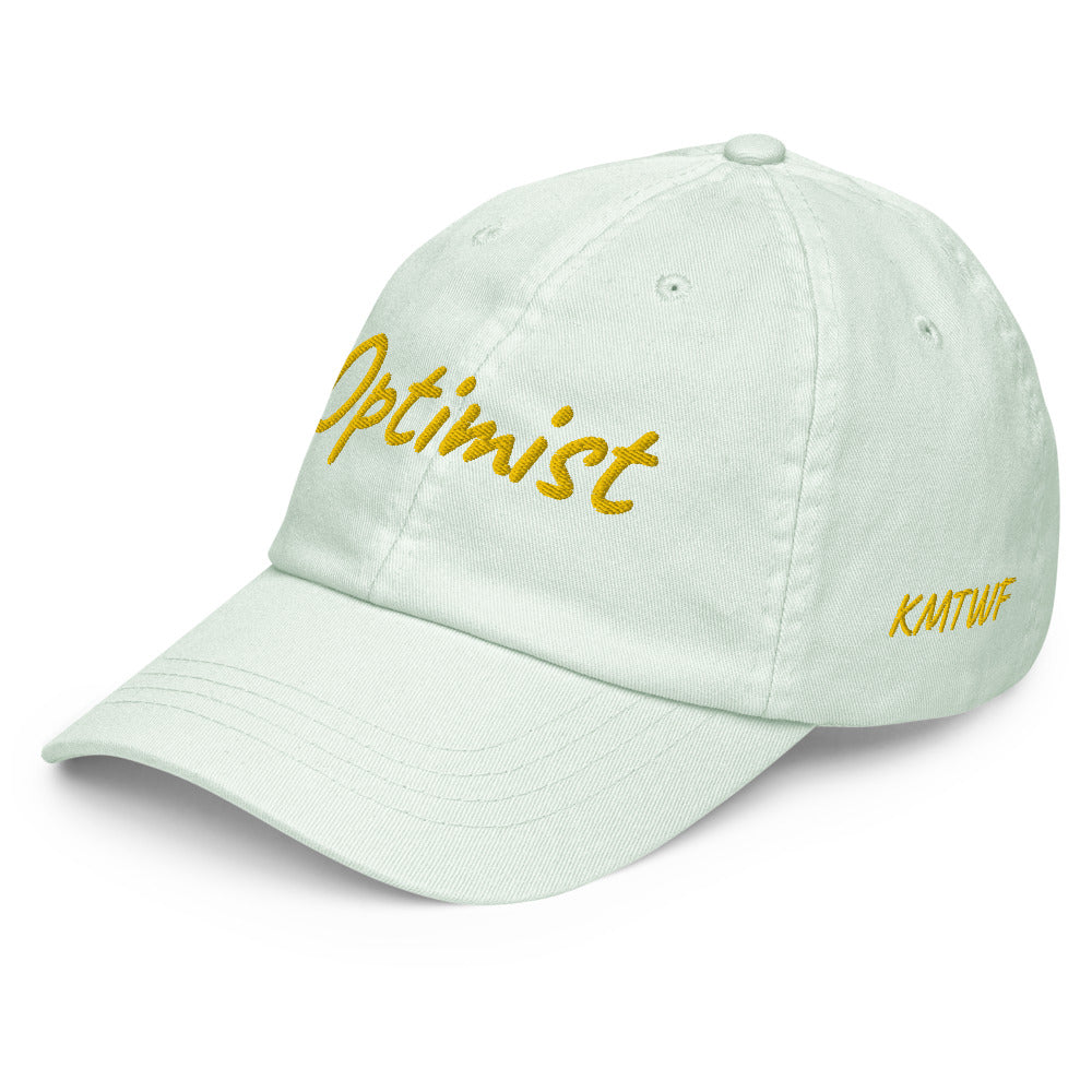 Optimist In Gold Embroidery on Pastel Baseball Cap