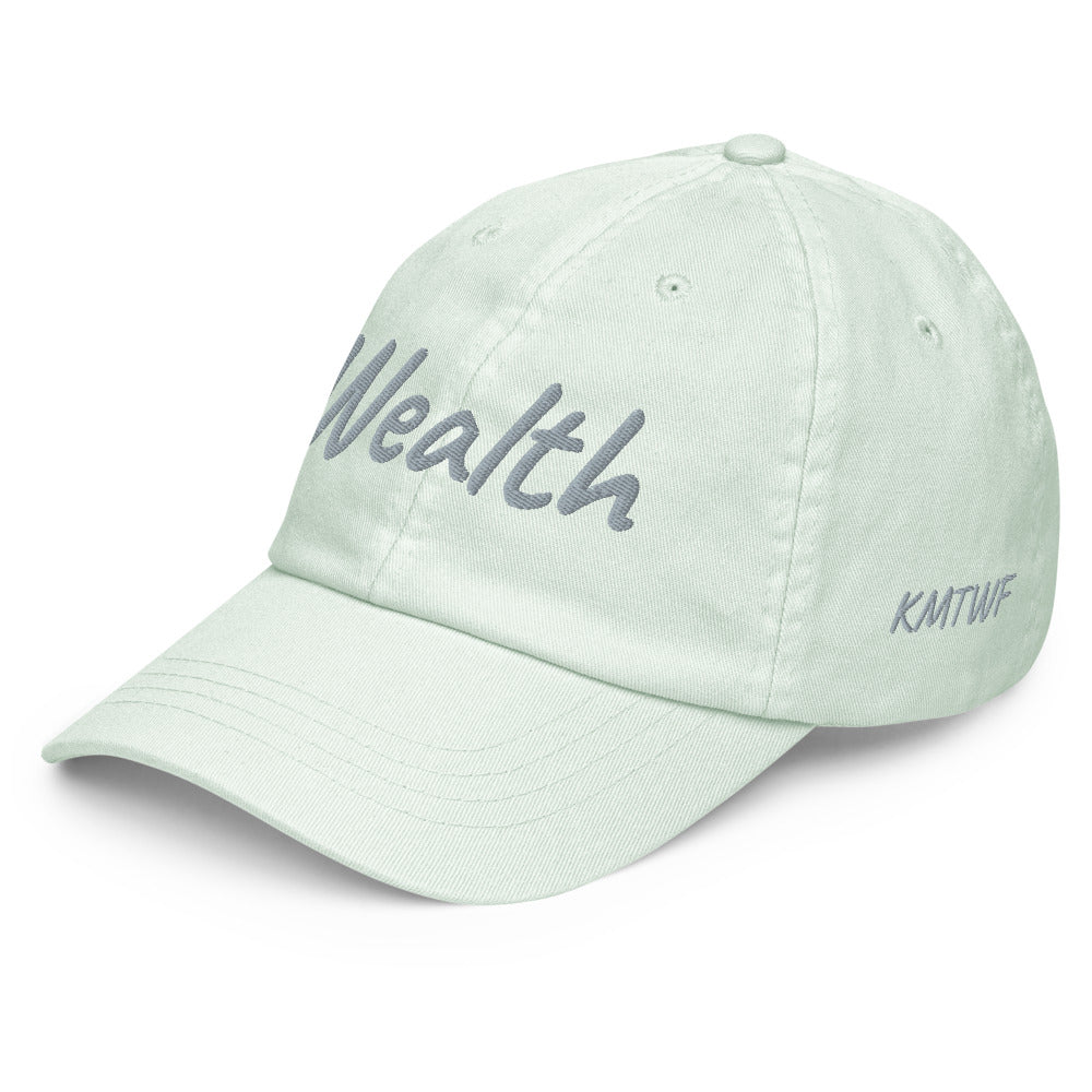 Wealth In Silver Embroidery on Pastel Baseball Cap