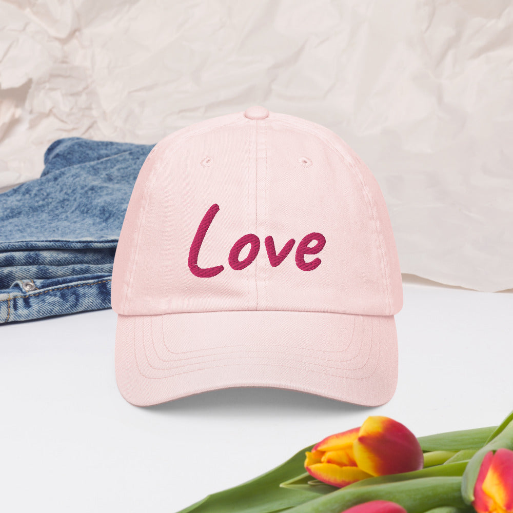 Love In Star Rose Quartz Embroidery on Pastel Baseball Cap