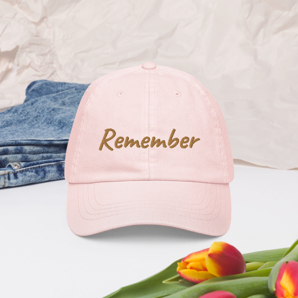 Remember In Celluloid Embroidery on Pastel Baseball Cap