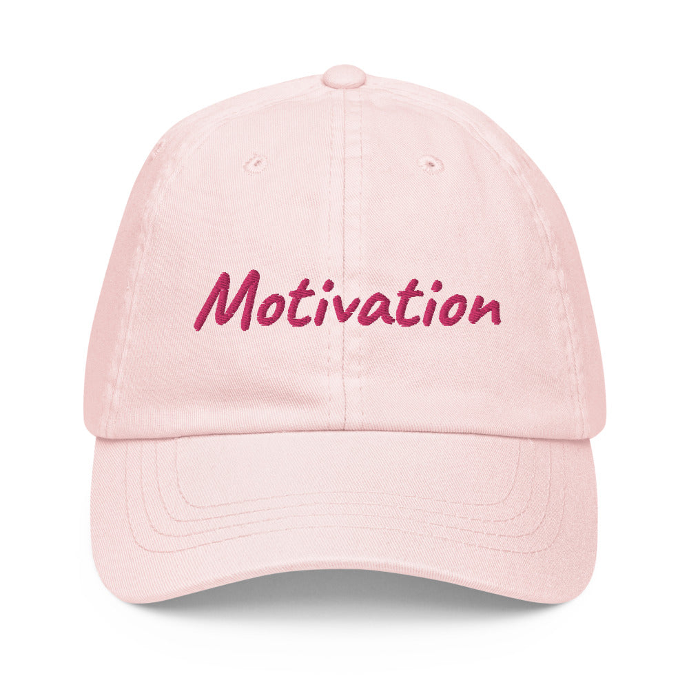 Motivation In Star Rose Quartz Embroidery on Pastel Baseball Cap