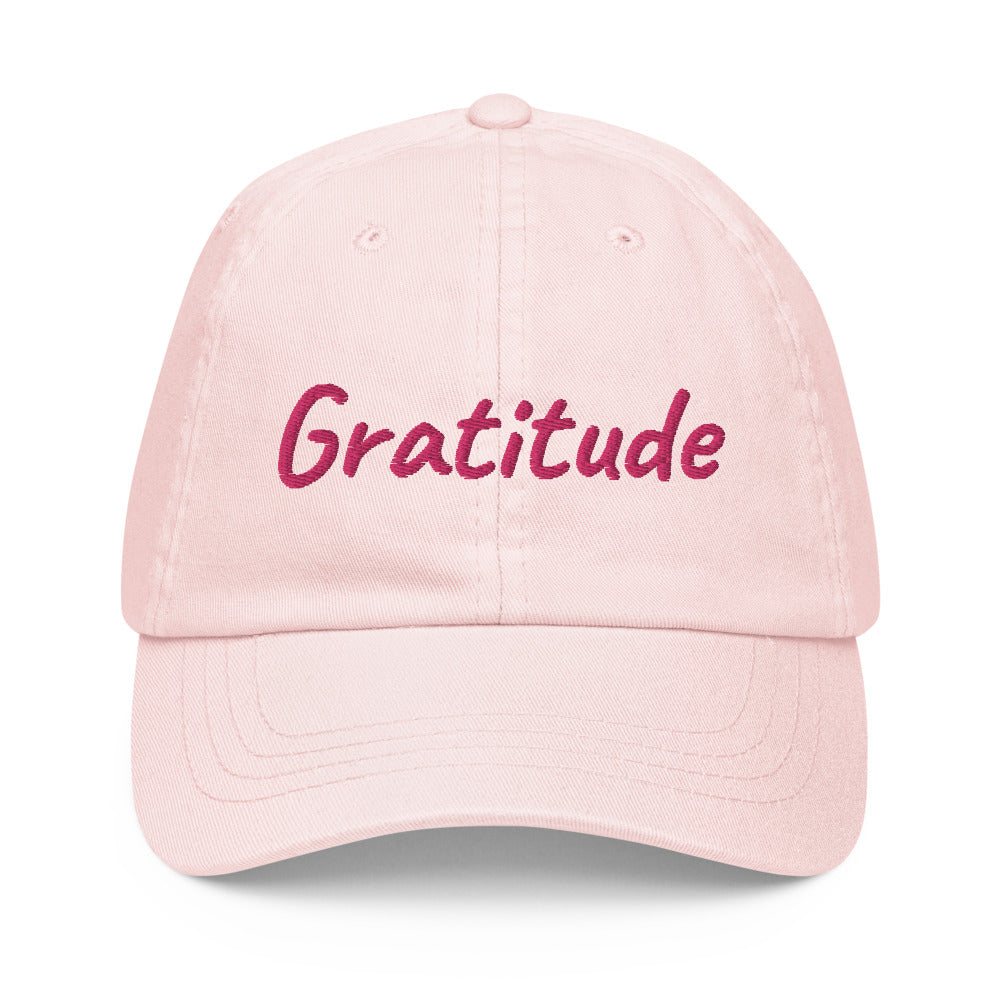 Gratitude In Star Rose Quartz Embroidery on Pastel Baseball Cap