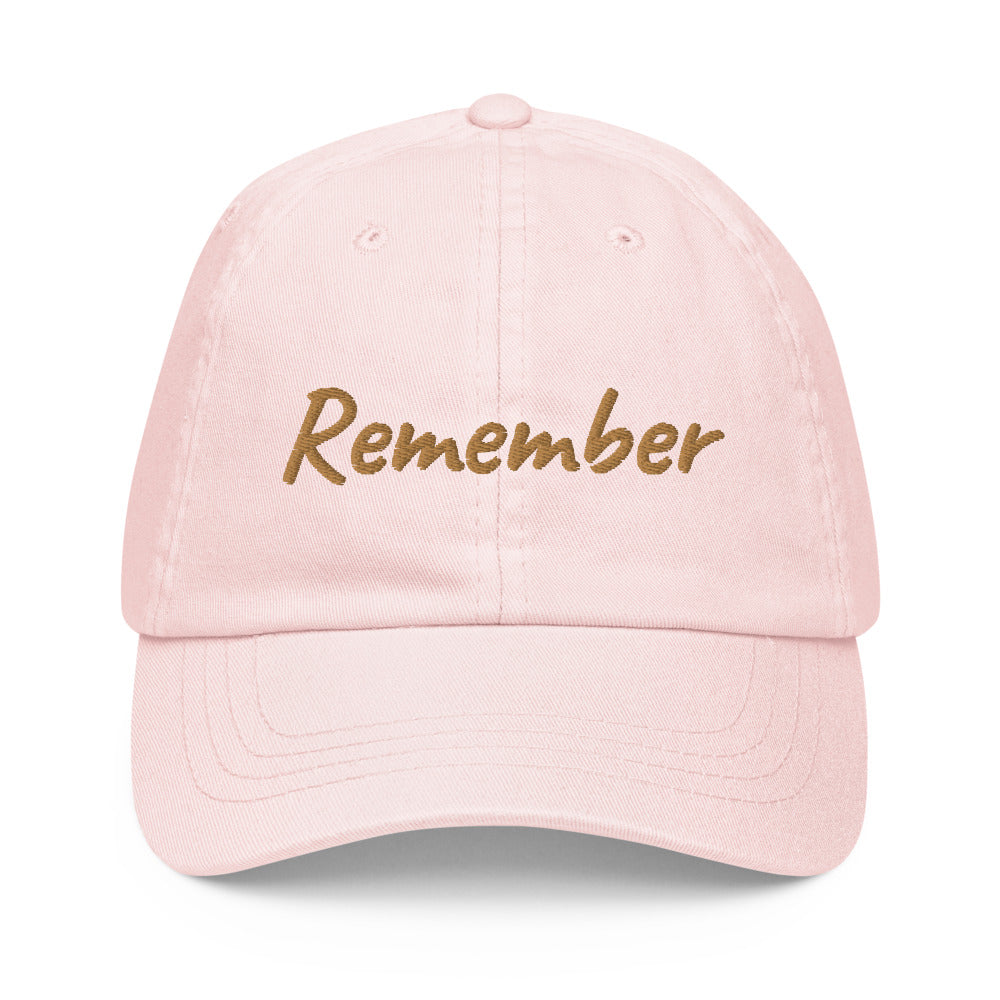 Remember In Celluloid Embroidery on Pastel Baseball Cap