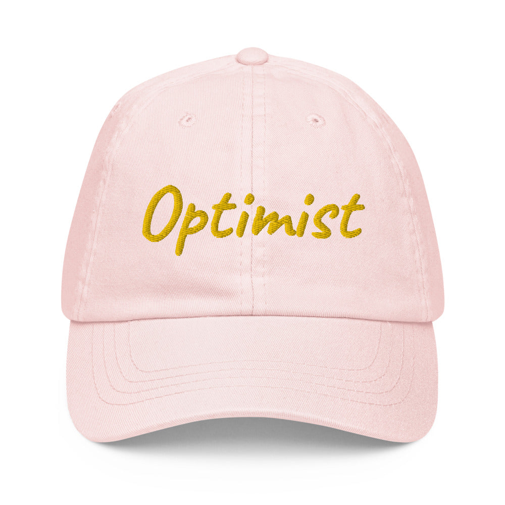 Optimist In Gold Embroidery on Pastel Baseball Cap