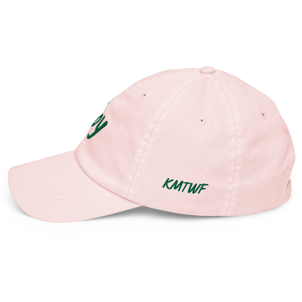 Joy In Emerald Embroidery on Pastel Baseball Cap