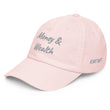 Money & Wealth In Silver Embroidery on Pastel Baseball Cap