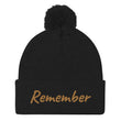 Remember In Celluloid Embroidery on Pom Pom Beanie