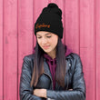 Explore In Amber Embroidery on Pom Pom Beanie