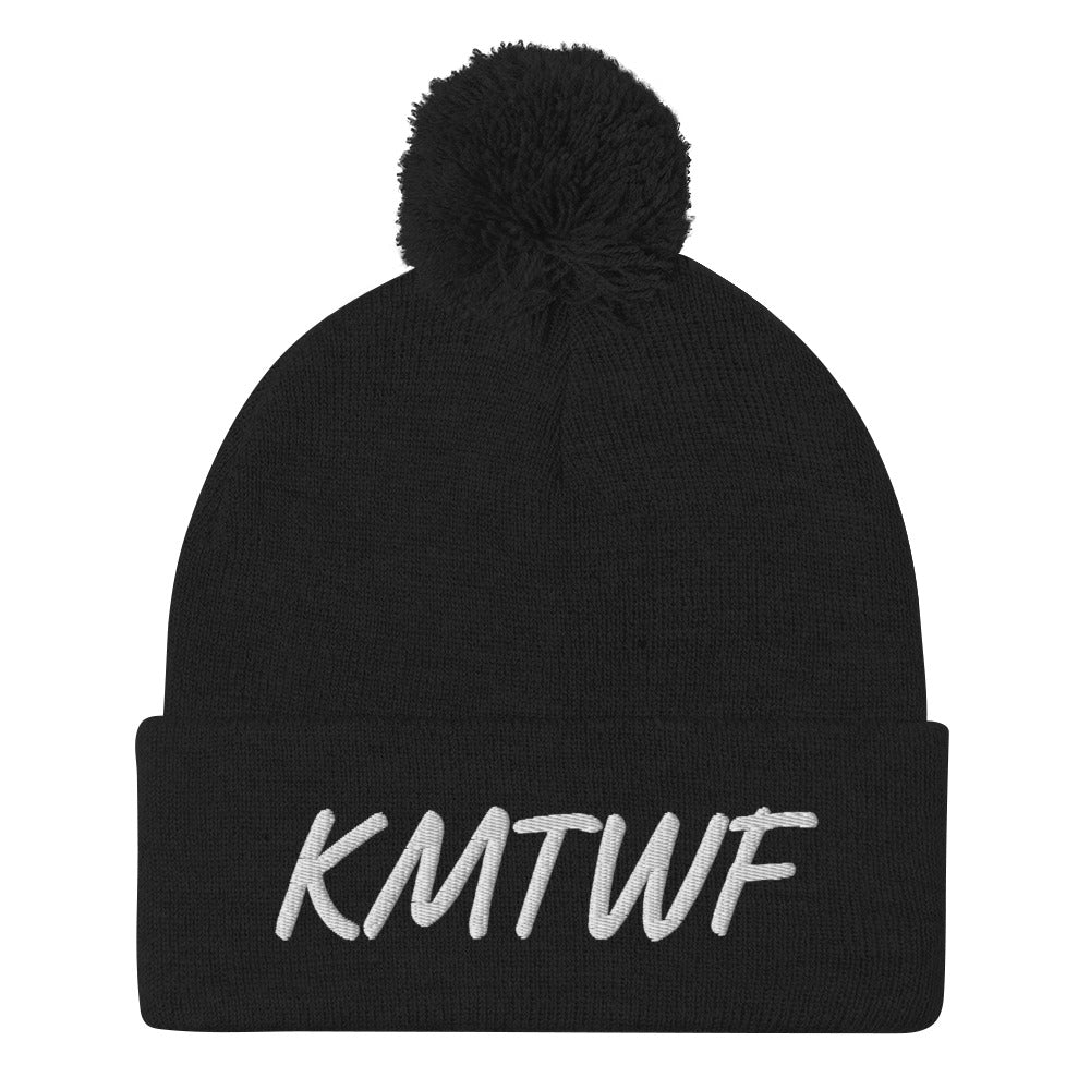 KMTWF In Pearl Embroidery on Pom Pom Beanie