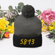 5813 In Gold Embroidery on Pom Pom Beanie