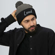 Lead In Silver Embroidery on Pom Pom Beanie