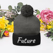 Future In Pearl Embroidery on Pom Pom Beanie