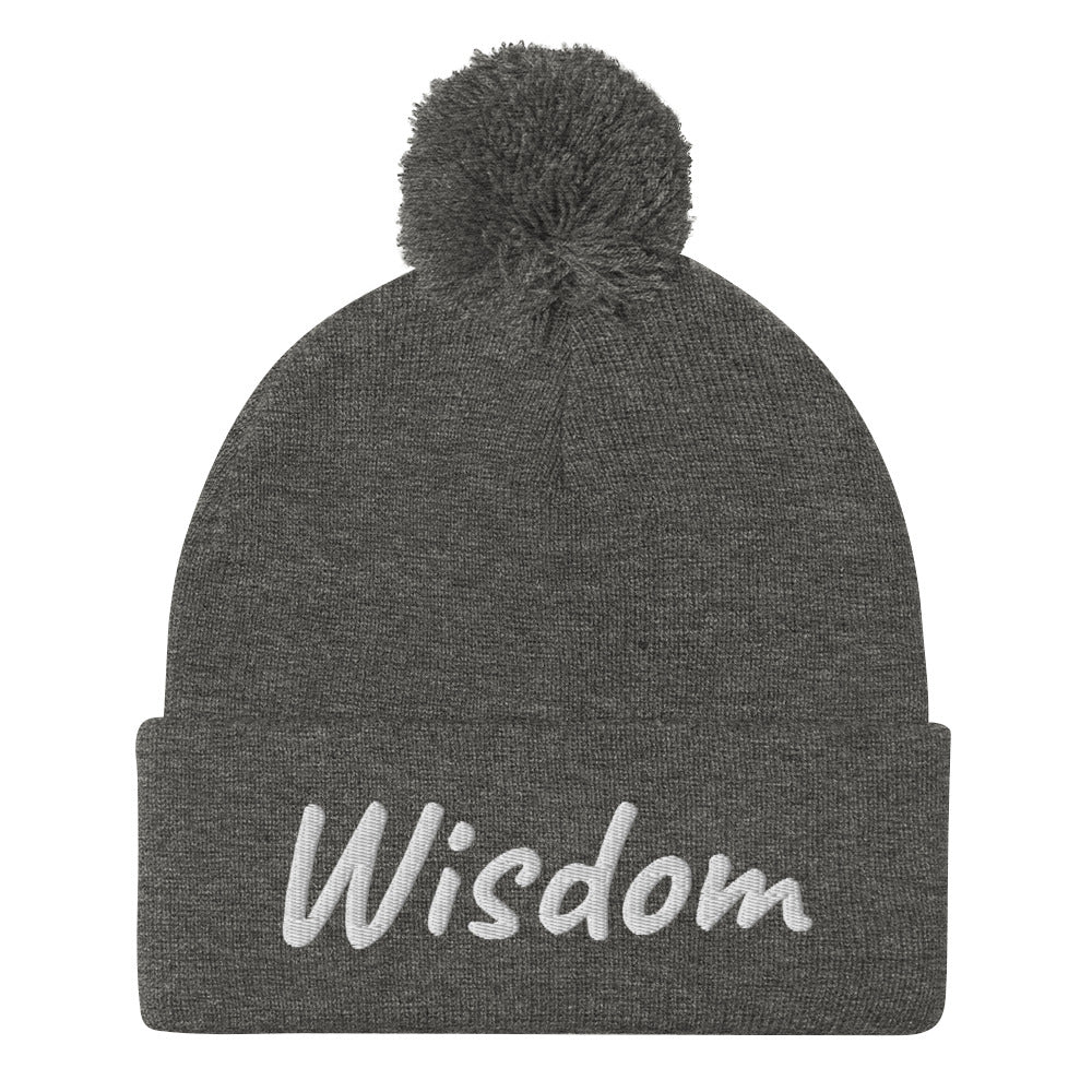 Wisdom In Marble Embroidery on Pom Pom Beanie