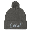 Lead In Silver Embroidery on Pom Pom Beanie