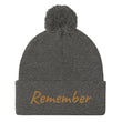 Remember In Celluloid Embroidery on Pom Pom Beanie