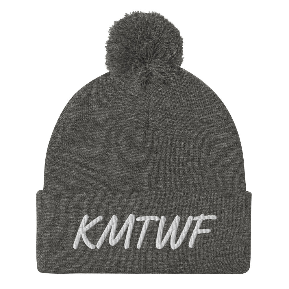 KMTWF In Pearl Embroidery on Pom Pom Beanie