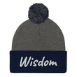 Wisdom In Marble Embroidery on Pom Pom Beanie