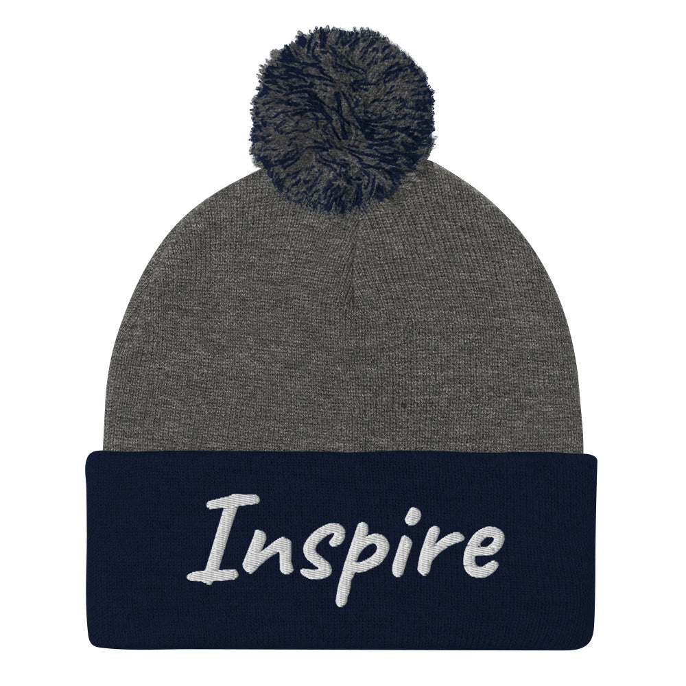 Inspire In Diamond Embroidery on Pom Pom Beanie