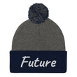 Future In Pearl Embroidery on Pom Pom Beanie