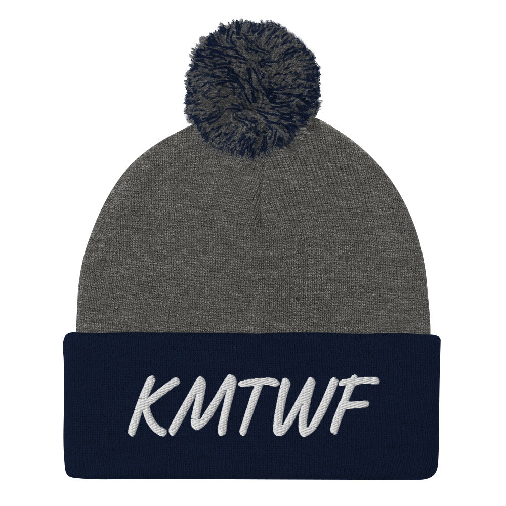 KMTWF In Pearl Embroidery on Pom Pom Beanie