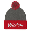 Wisdom In Marble Embroidery on Pom Pom Beanie