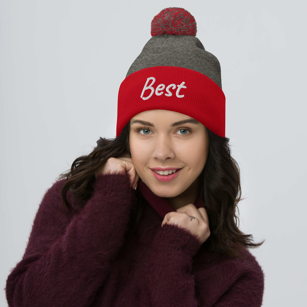 Best In Diamond Embroidery on Pom Pom Beanie