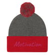 Motivation In Star Rose Quartz Embroidery on Pom Pom Beanie