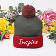 Inspire In Diamond Embroidery on Pom Pom Beanie