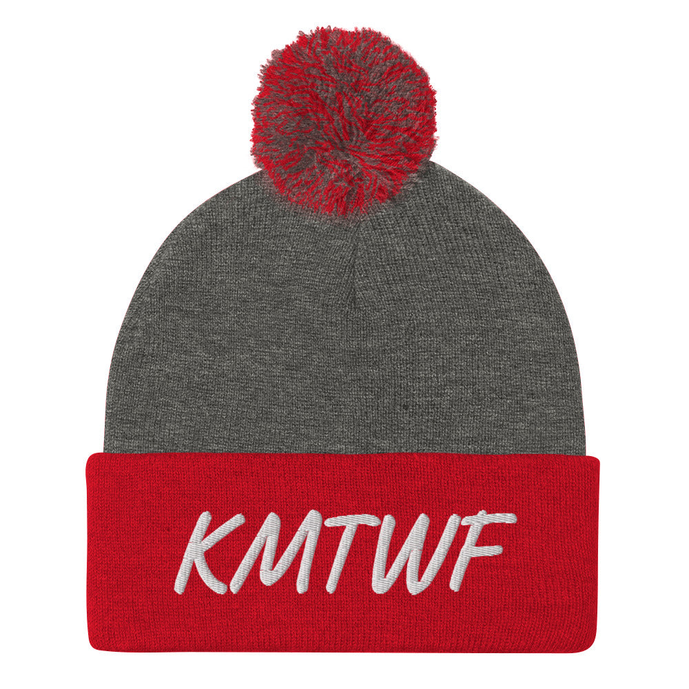 KMTWF In Pearl Embroidery on Pom Pom Beanie