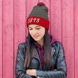 5813 In Pearl Embroidery on Pom Pom Beanie