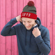 5813 In Pearl Embroidery on Pom Pom Beanie