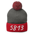 5813 In Pearl Embroidery on Pom Pom Beanie