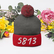 5813 In Pearl Embroidery on Pom Pom Beanie