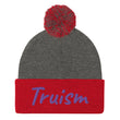 Truism In Amethyst Embroidery on Pom Pom Beanie