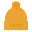 KMTWF In Gold Embroidery on Pom Pom Beanie