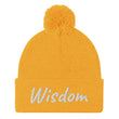 Wisdom In Marble Embroidery on Pom Pom Beanie