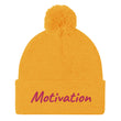 Motivation In Star Rose Quartz Embroidery on Pom Pom Beanie