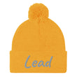 Lead In Silver Embroidery on Pom Pom Beanie