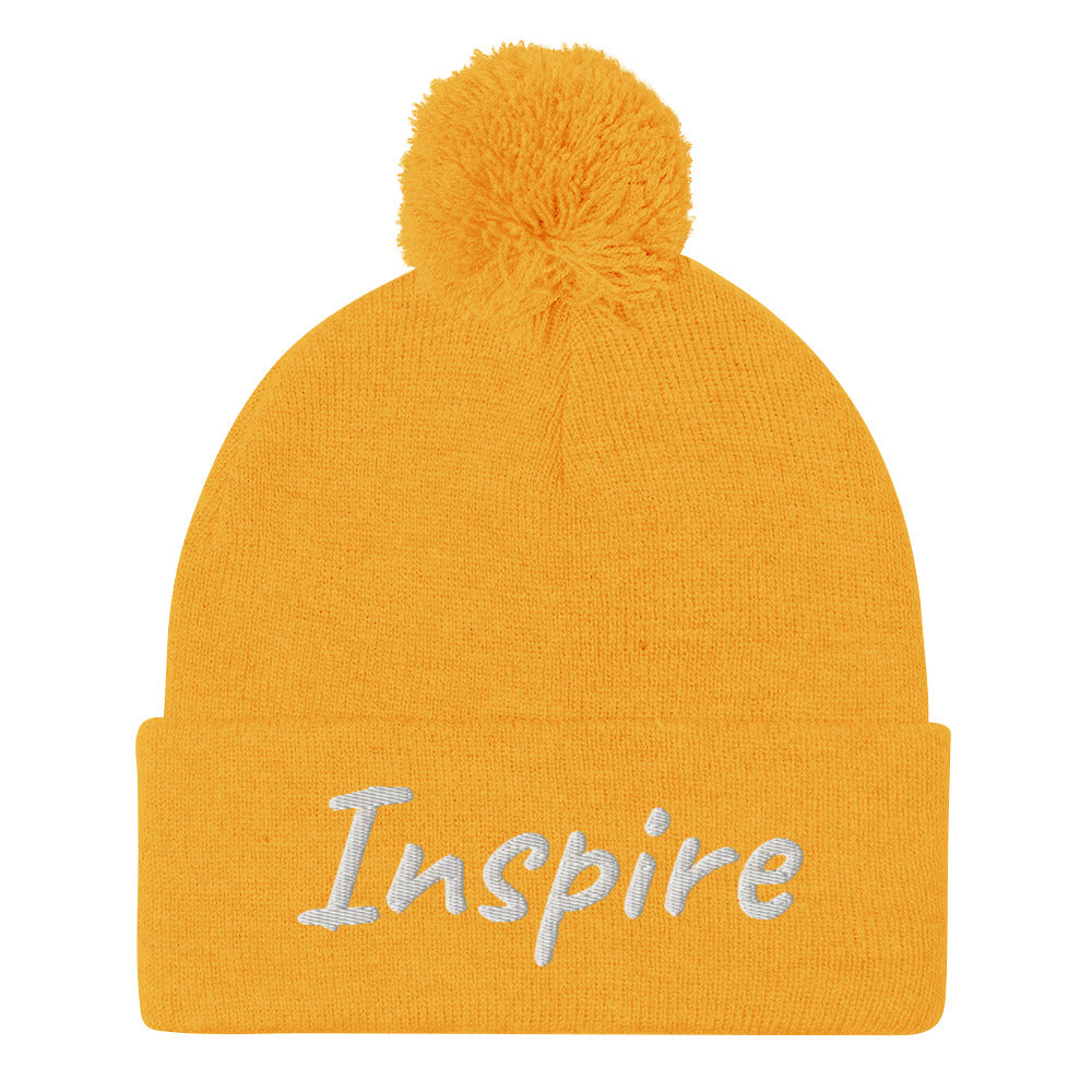 Inspire In Diamond Embroidery on Pom Pom Beanie