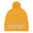 KMTWF In Pearl Embroidery on Pom Pom Beanie