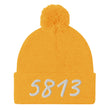 5813 In Pearl Embroidery on Pom Pom Beanie